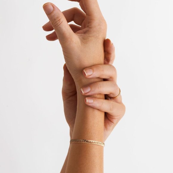 14K Gold Bracelets for Women & Men Dense Cuban Chain Non Tarnish 7in - Picture 6 of 8